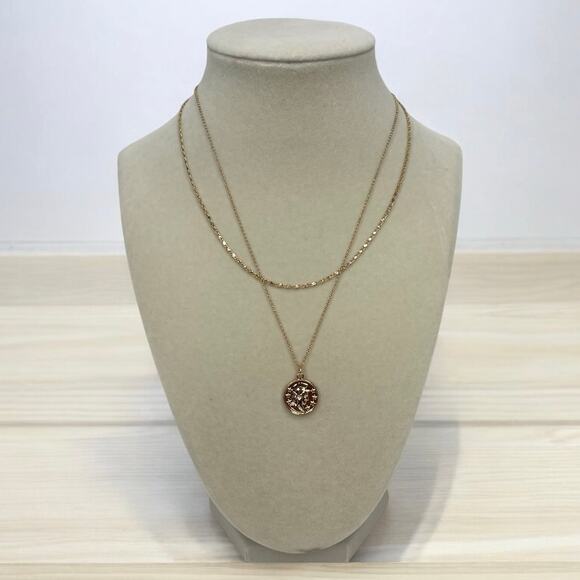 Revolve Ettika Fashion Jewelry Gold Necklace Combo Chain and Coin GTN2289 NWT - Picture 1 of 5